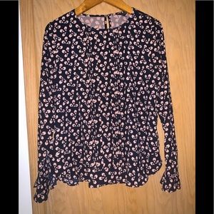 Ann Taylor navy and pink blouse